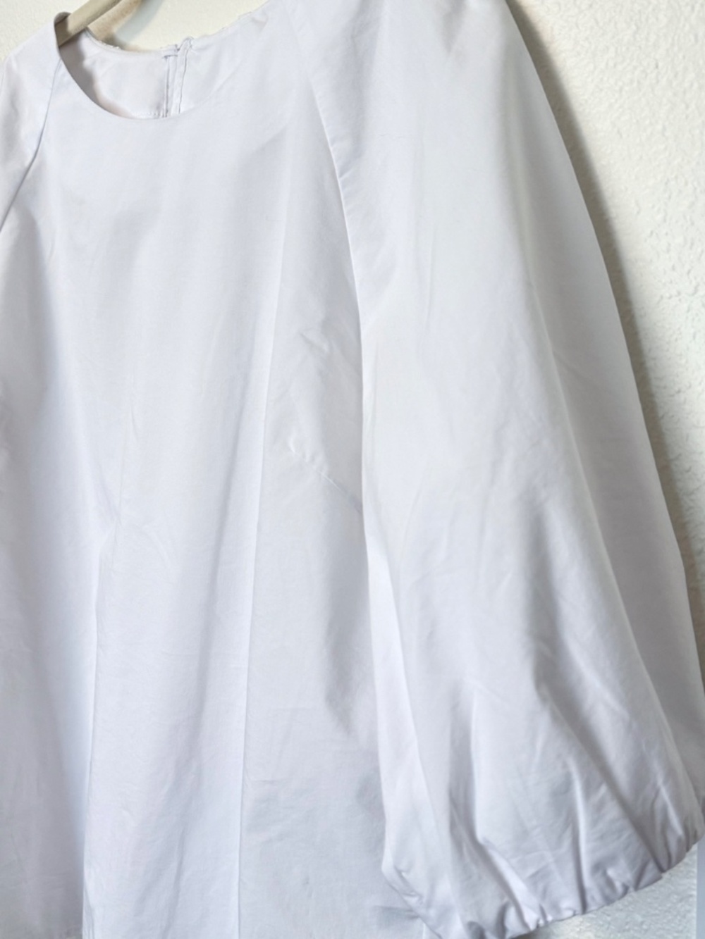 Muji Women’s M Quick Dry Puff Sleeve Half Sleeve White Cotton Blouse - Picture 4 of 12